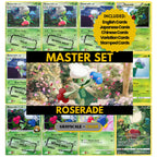 Roserade binder pages set showing grayscale and color Pokémon cards, designed as a digital download to complete a collector’s binder.
