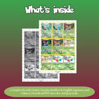 Roselia binder pages set overview showing the included Pokémon cards to print and cut for your binder sleeves.