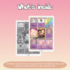 Alcremie binder pages set overview showing the included Pokémon cards to print and cut for your binder sleeves.