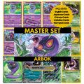 Arbok binder pages set showing grayscale and color Pokémon cards, designed as a digital download to complete a collector's binder.
