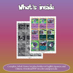Arbok binder pages set overview showing the included Pokémon cards to print and cut for your binder sleeves.