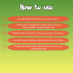 Caterpie cards digital download instructions explaining how to print, cut, and place placeholders in a Pokémon binder.