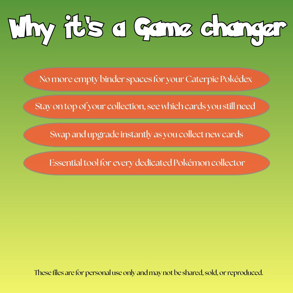 Caterpie set checklist highlighting the benefits of tracking and upgrading your Pokémon card collection.