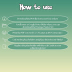 Drampa cards digital download instructions explaining how to print, cut, and place placeholders in a Pokémon binder.