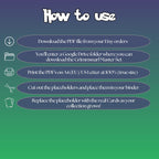 Grimmsnarl cards digital download instructions explaining how to print, cut, and place placeholders in a Pokémon binder.