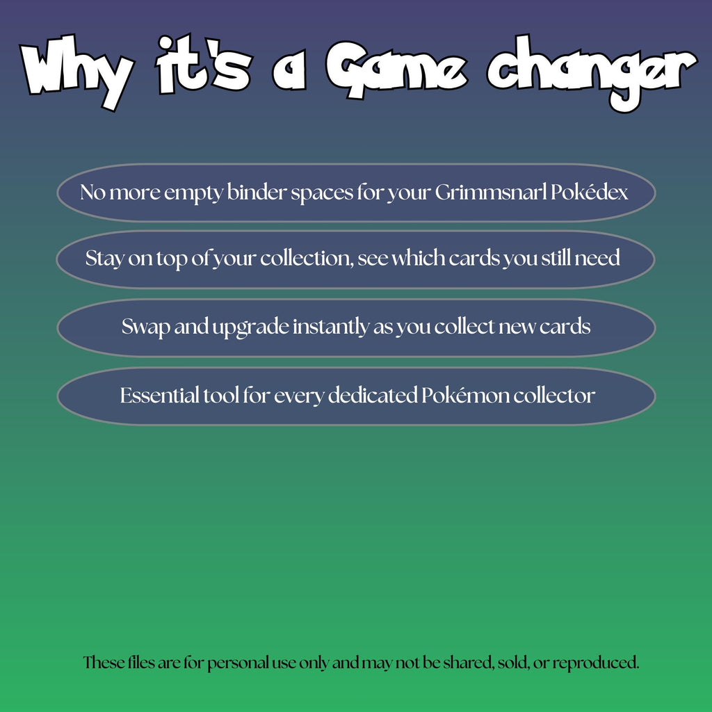 Grimmsnarl set checklist highlighting the benefits of tracking and upgrading your Pokémon card collection.