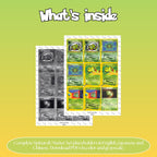 Spinarak binder pages set overview showing the included Pokémon cards to print and cut for your binder sleeves.