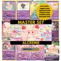 Alcremie binder pages set showing grayscale and color Pokémon cards, designed as a digital download to complete a collector’s binder.
