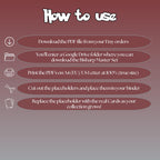 Bisharp cards digital download instructions explaining how to print, cut, and place placeholders in a Pokémon binder.