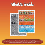 Darumaka binder pages set overview showing the included Pokémon cards to print and cut for your binder sleeves.