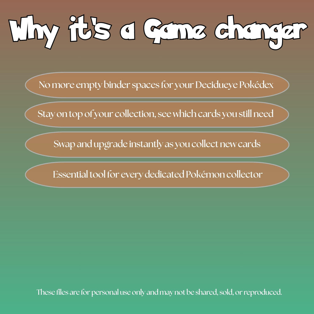 Decidueye set checklist highlighting the benefits of tracking and upgrading your Pokémon card collection.