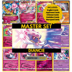 Diancie binder pages set showing grayscale and color Pokémon cards, designed as a digital download to complete a collector’s binder.