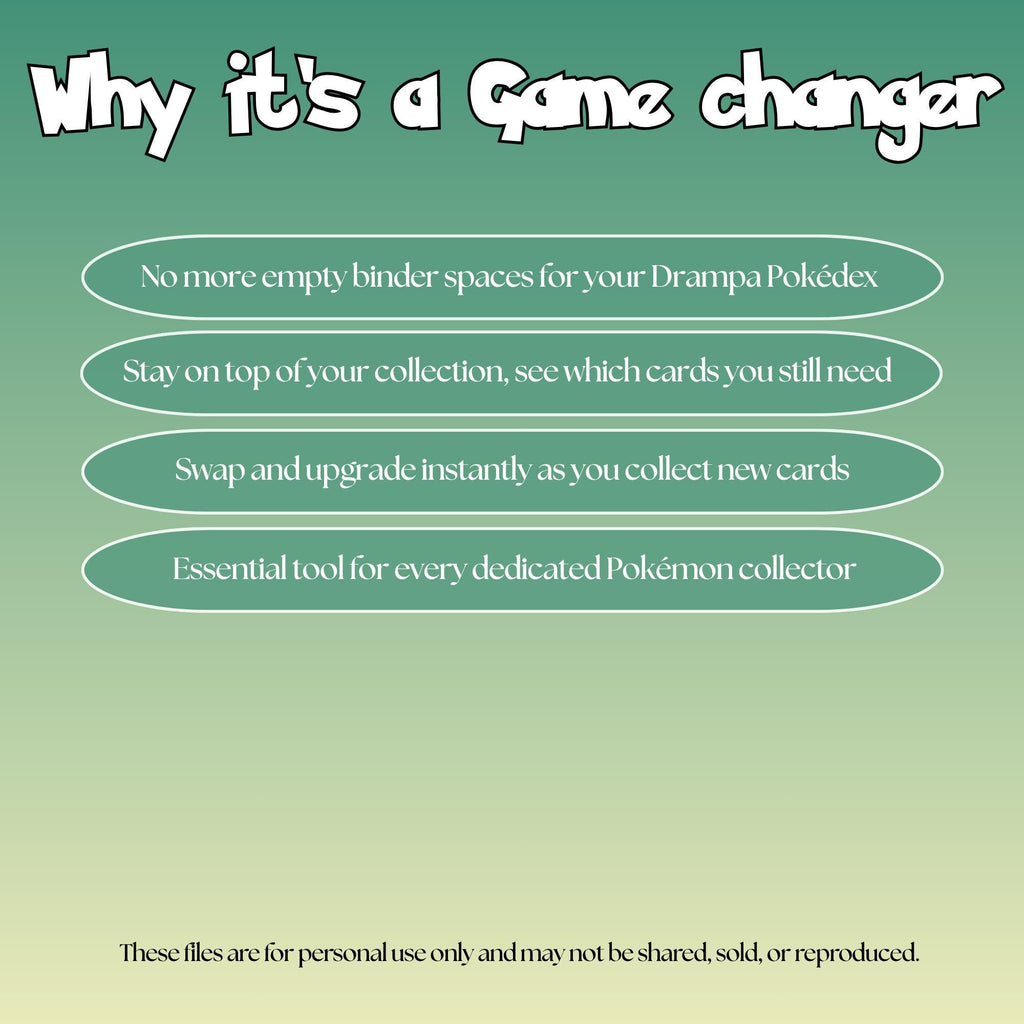 Drampa set checklist highlighting the benefits of tracking and upgrading your Pokémon card collection.