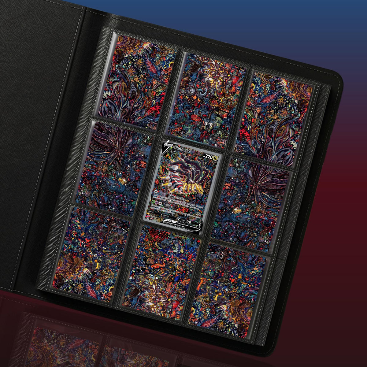 Giratina extended binder artwork displayed in a 9 pocket Pokémon binder.