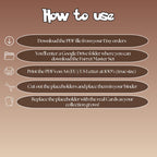 Furret cards digital download instructions explaining how to print, cut, and place placeholders in a Pokémon binder.