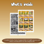 Mankey binder pages set overview showing the included Pokémon cards to print and cut for your binder sleeves.