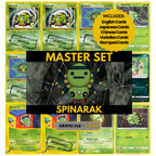 Spinarak binder pages set showing grayscale and color Pokémon cards, designed as a digital download to complete a collector’s binder.