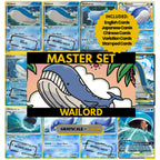 Wailord binder pages set showing grayscale and color Pokémon cards, designed as a digital download to complete a collector’s binder.