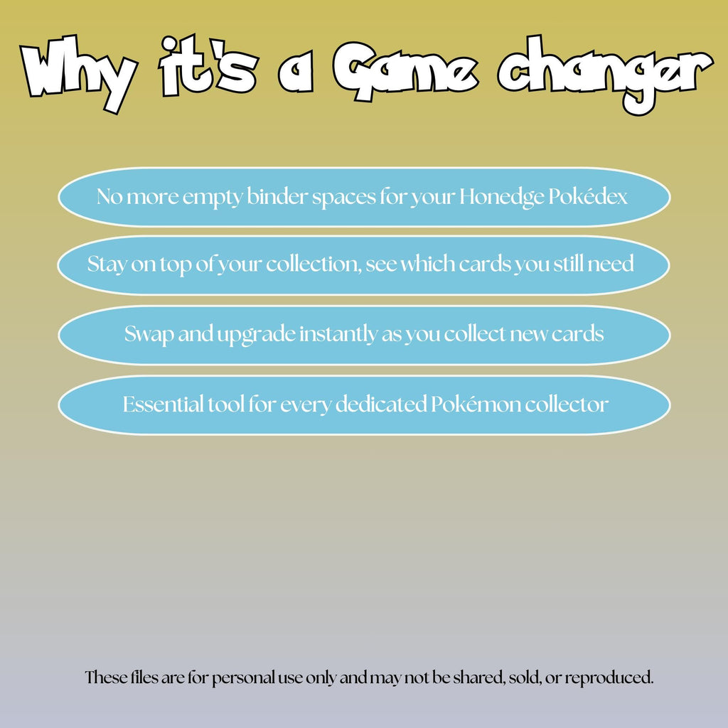 Honedge set checklist highlighting the benefits of tracking and upgrading your Pokémon card collection.