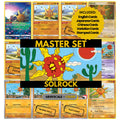 Solrock binder pages set showing grayscale and color Pokémon cards, designed as a digital download to complete a collector’s binder.