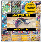 Great Tusk binder pages set showing grayscale and color Pokémon cards, designed as a digital download to complete a collector’s binder.