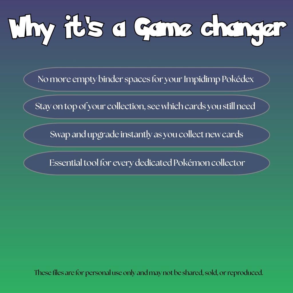 Impidimp set checklist highlighting the benefits of tracking and upgrading your Pokémon card collection.