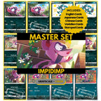 Impidimp binder pages set showing grayscale and color Pokémon cards, designed as a digital download to complete a collector’s binder.