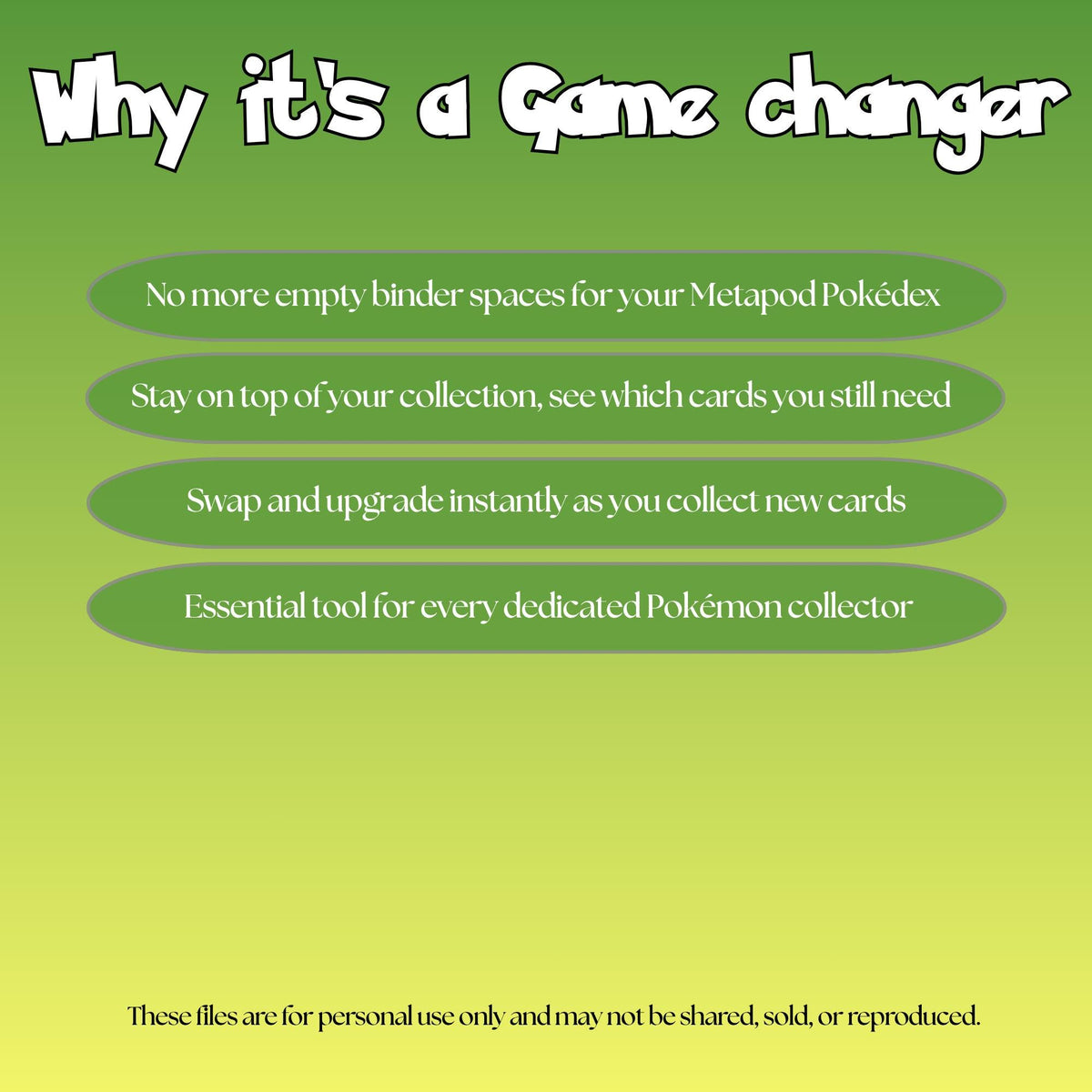 Metapod set checklist highlighting the benefits of tracking and upgrading your Pokémon card collection.