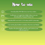 Metapod cards digital download instructions explaining how to print, cut, and place placeholders in a Pokémon binder.