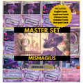 Mismagius binder pages set showing grayscale and color Pokémon cards, designed as a digital download to complete a collector’s binder.