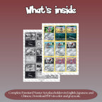 Pawniard binder pages set overview showing the included Pokémon cards to print and cut for your binder sleeves.