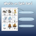 Example of Regional Forms Pokédex placeholder cards showing the region label, Pokémon name in Pokémon style font, and National Pokédex number.