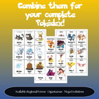 Mega Evolution Pokédex placeholders shown alongside Gigantamax and Regional Forms placeholder cards, available to combine into a complete Pokémon Pokédex binder.