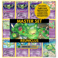 Reuniclus binder pages set showing grayscale and color Pokémon cards, designed as a digital download to complete a collector’s binder.