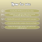 Silcobra cards digital download instructions explaining how to print, cut, and place placeholders in a Pokémon binder.