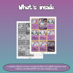 Sinistea binder pages set overview showing the included Pokémon cards to print and cut for your binder sleeves.