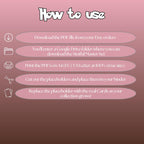 Stufful cards digital download instructions explaining how to print, cut, and place placeholders in a Pokémon binder.