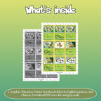 Thwackey binder pages set overview showing the included Pokémon cards to print and cut for your binder sleeves.