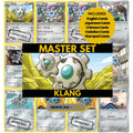 Klang binder pages set showing grayscale and color Pokémon cards, designed as a digital download to complete a collector’s binder.