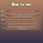 Phantump cards digital download instructions explaining how to print, cut, and place placeholders in a Pokémon binder.