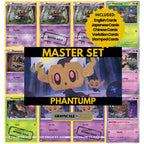 Phantump binder pages set showing grayscale and color Pokémon cards, designed as a digital download to complete a collector’s binder.