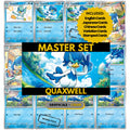 Quaxwell binder pages set showing grayscale and color Pokémon cards, designed as a digital download to complete a collector’s binder.