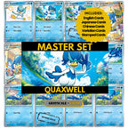 Quaxwell binder pages set showing grayscale and color Pokémon cards, designed as a digital download to complete a collector’s binder.