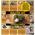 Sandaconda binder pages set showing grayscale and color Pokémon cards, designed as a digital download to complete a collector’s binder.