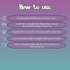 Sinistea cards digital download instructions explaining how to print, cut, and place placeholders in a Pokémon binder.