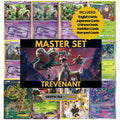 Trevenant binder pages set showing grayscale and color Pokémon cards, designed as a digital download to complete a collector’s binder.