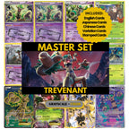 Trevenant binder pages set showing grayscale and color Pokémon cards, designed as a digital download to complete a collector’s binder.