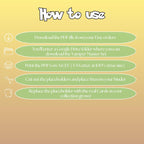 Yamper cards digital download instructions explaining how to print, cut, and place placeholders in a Pokémon binder.