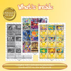 30th Celebration master set overview showing the included Pokémon cards to print and a full color checklist for the Mega Evolution binder.