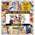 Full Art female Trainer binder pages Master set showing grayscale and color Pokémon Trainer cards, designed as a digital download to complete a collector's binder.